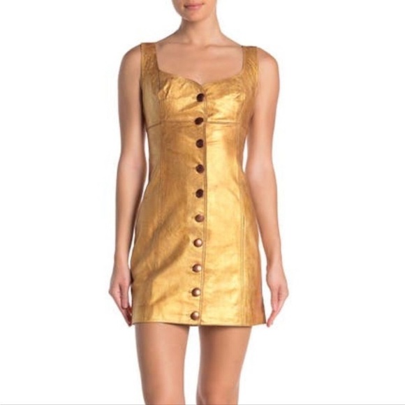 Free People Dresses & Skirts - Free People Goldie Mini Leather Dress NWT
